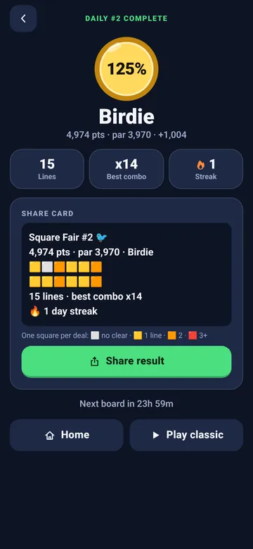 Daily Board result with share card
